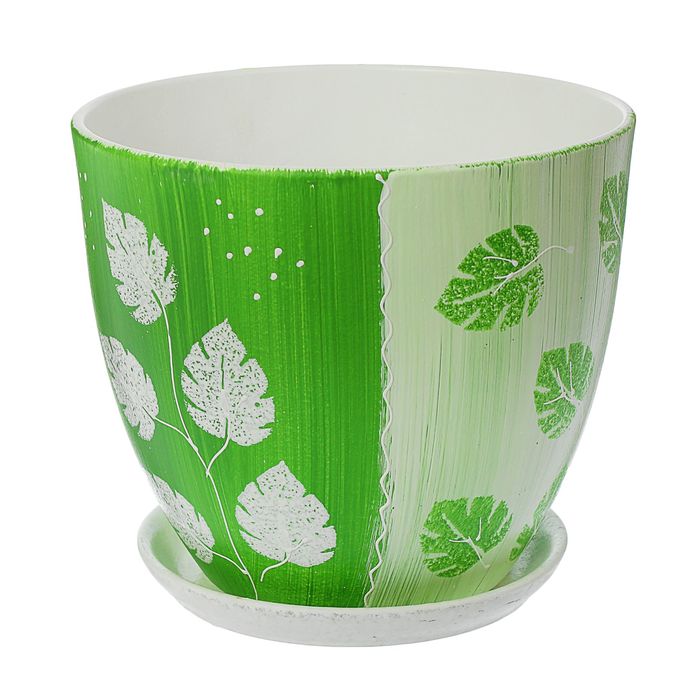 Кашпо "Акварель" зелёное, высокое овальное 8,5 л