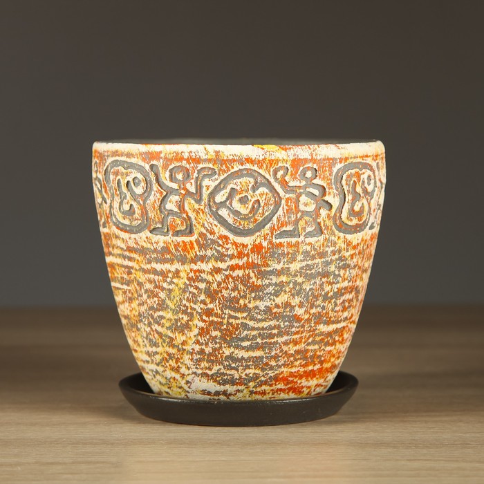 Кашпо "Человечки" жёлтое, высокое овальное 0,8 л