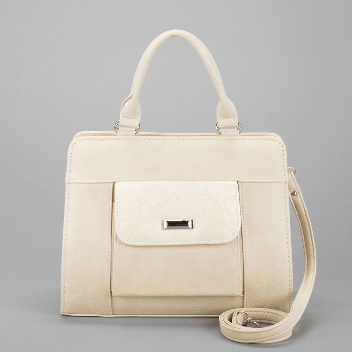 Сумка женская на молнии, 1 отдел, 1 наружный карман, бежевая