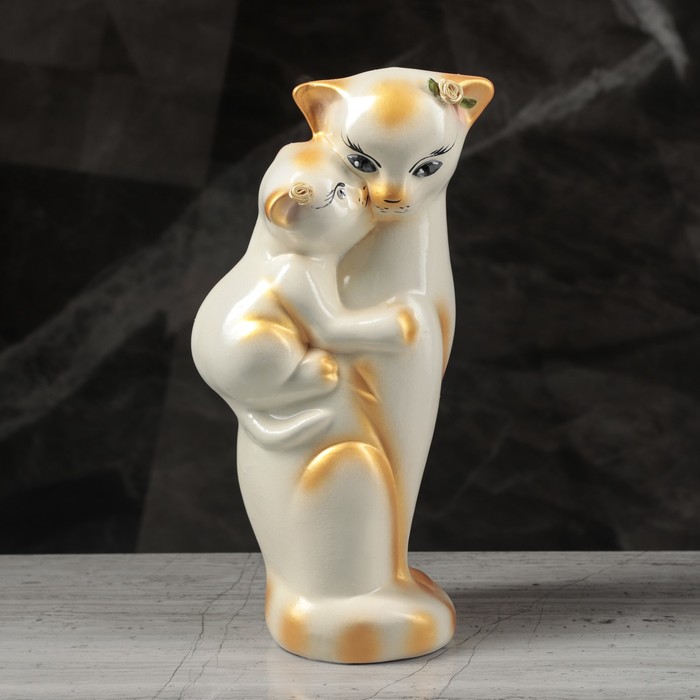 Копилка "Багира мама" малая, глянец, бело-золотая