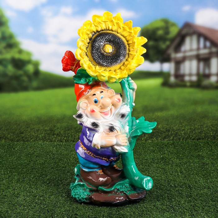 Садовая фигура "Гном с подсолнухом", 54 см