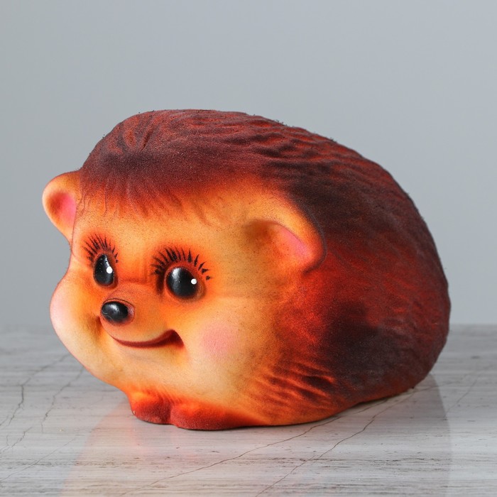 Копилка "Ёжик" флок, коричневая