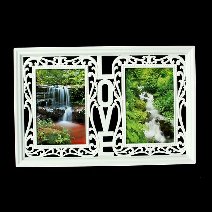 Фоторамка на 2 фото 10х15 см "Ажурная любовь" белая