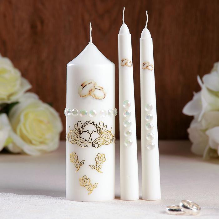 Набор свечей "Свадебный" №1  Белый, ручная работа, микс