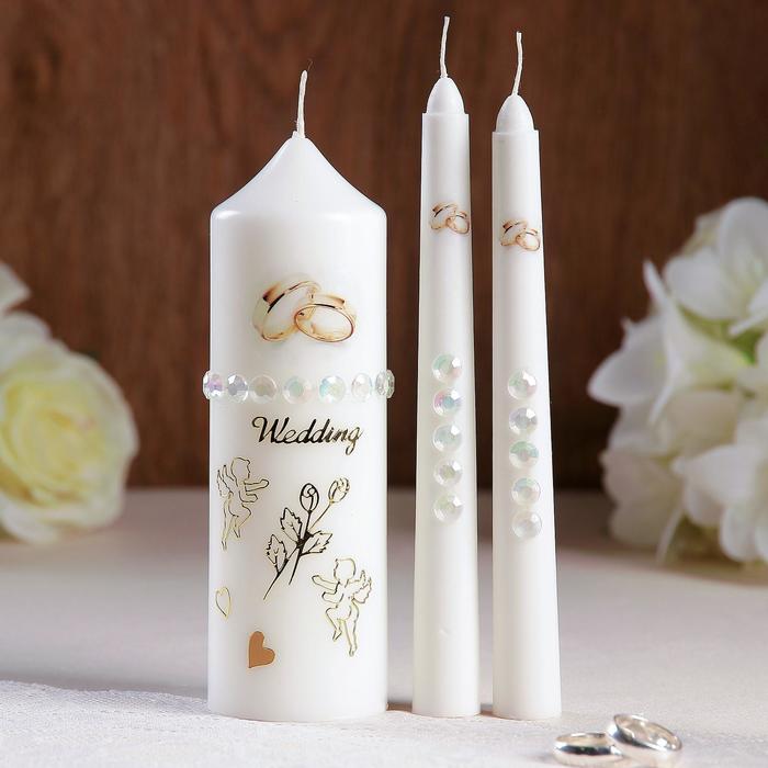 Набор свечей "Свадебный" №1  Белый, ручная работа, микс