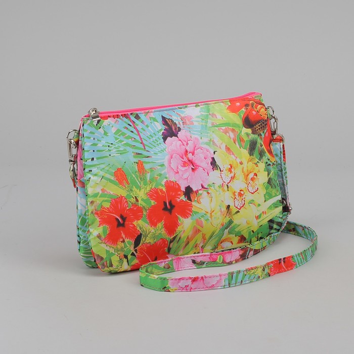 Сумка женская на молнии "Лилии", 1 отдел, 1 наружный карман, цветная