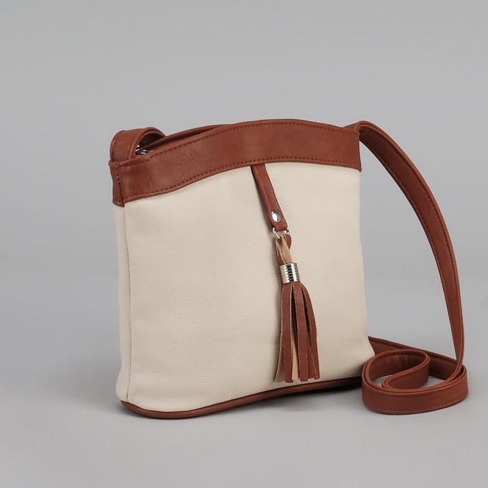 Сумка женская на молнии, 1 отдел, 1 наружный карман, белая