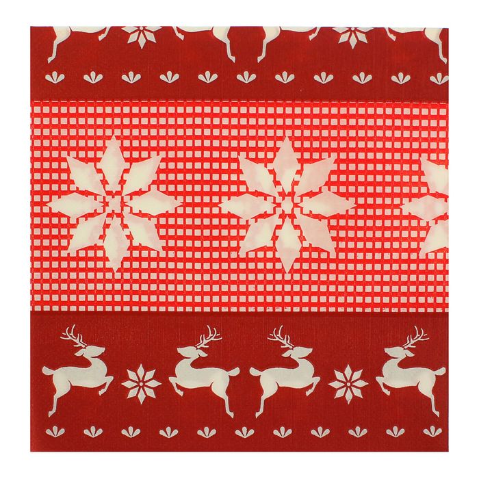 Салфетки бумажные "Снежинки и олени", 33 х 33 см, набор 20 шт.