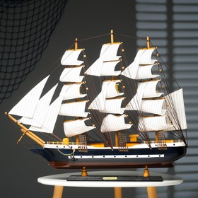Корабль сувенирный большой «Орел», борт синий с белой полосой, 75х65х15 см Ош