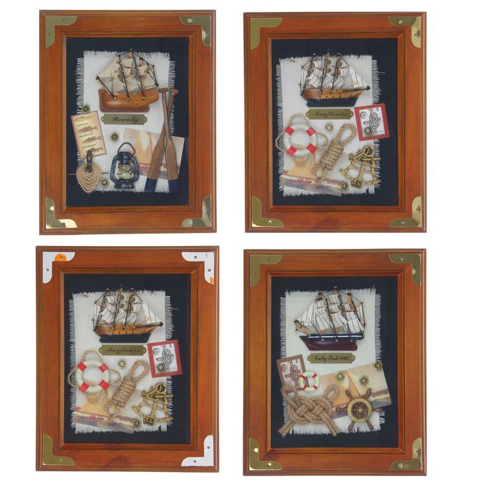Панно настенное «Морские узлы» в раме, микс, 25 х 20 х 4 см