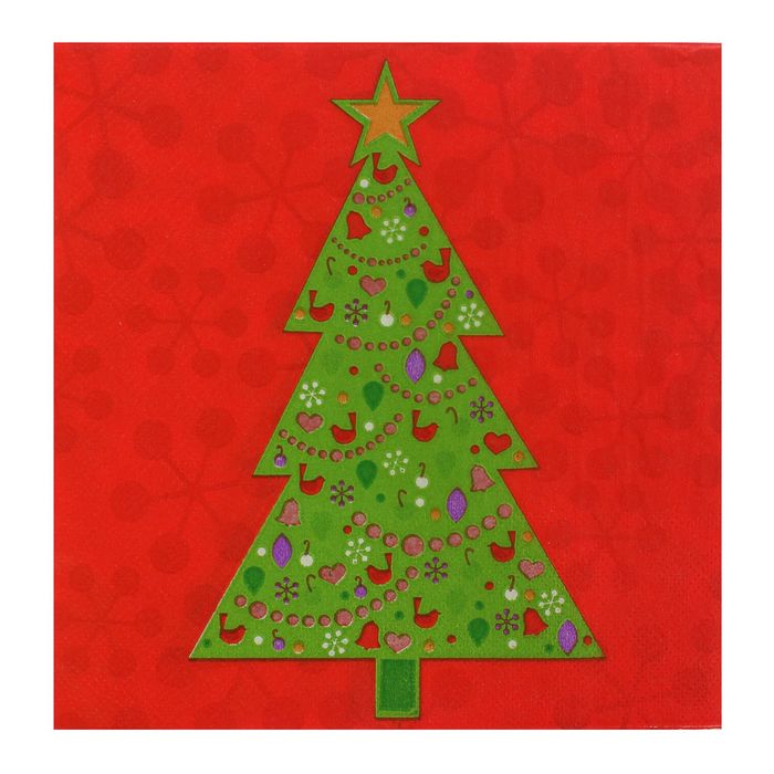 Салфетки бумажные "Нарядная ёлочка", 33 х 33 см, набор 20 шт.