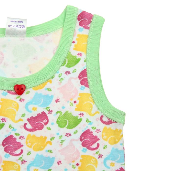 Майка для девочки, рост 74 см (48), цвет белый/зелёный (арт. 211)