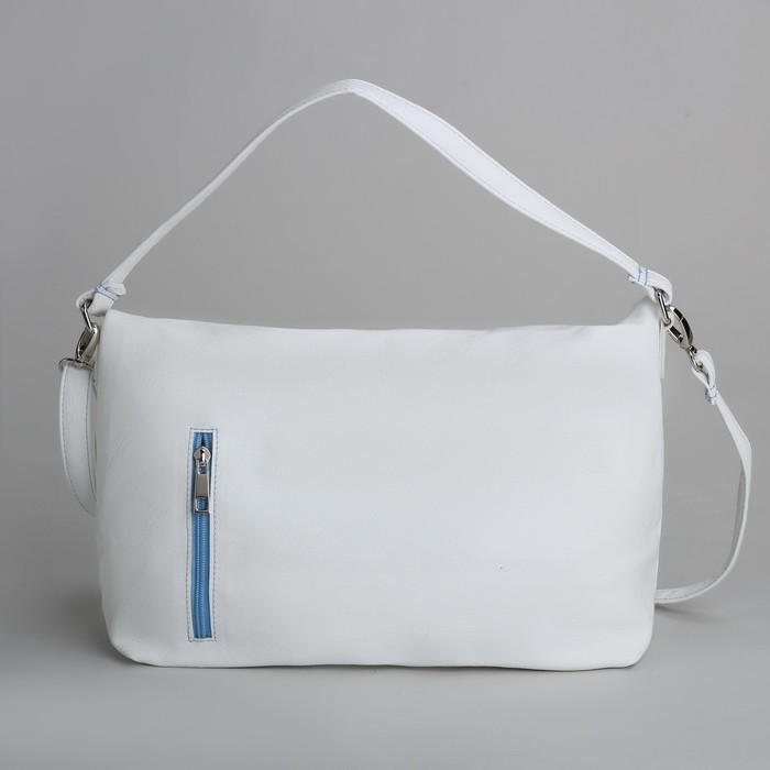 Сумка женская на молнии, 1 отдел, 1 наружный карман, белая