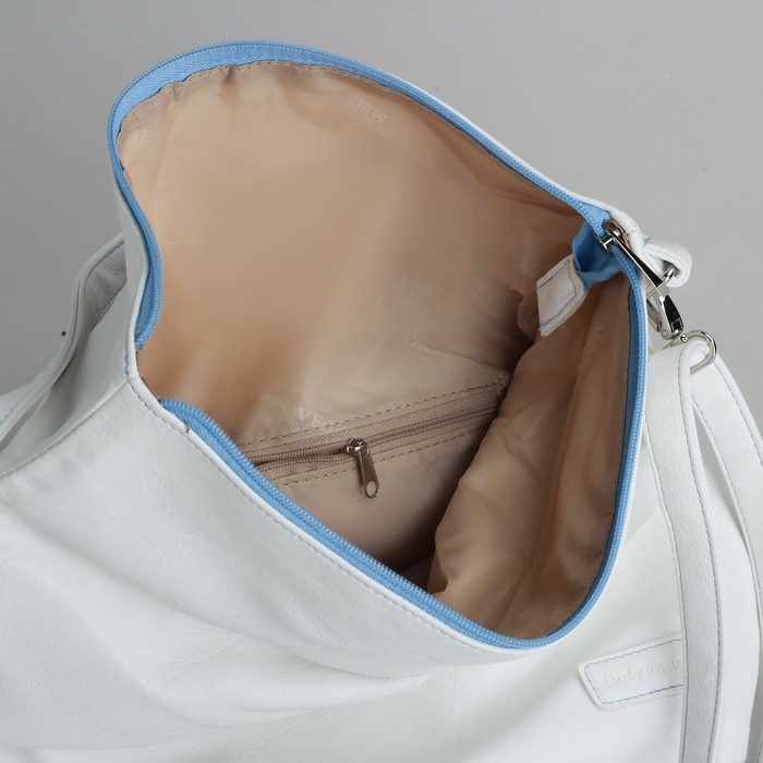 Сумка женская на молнии, 1 отдел, 1 наружный карман, белая