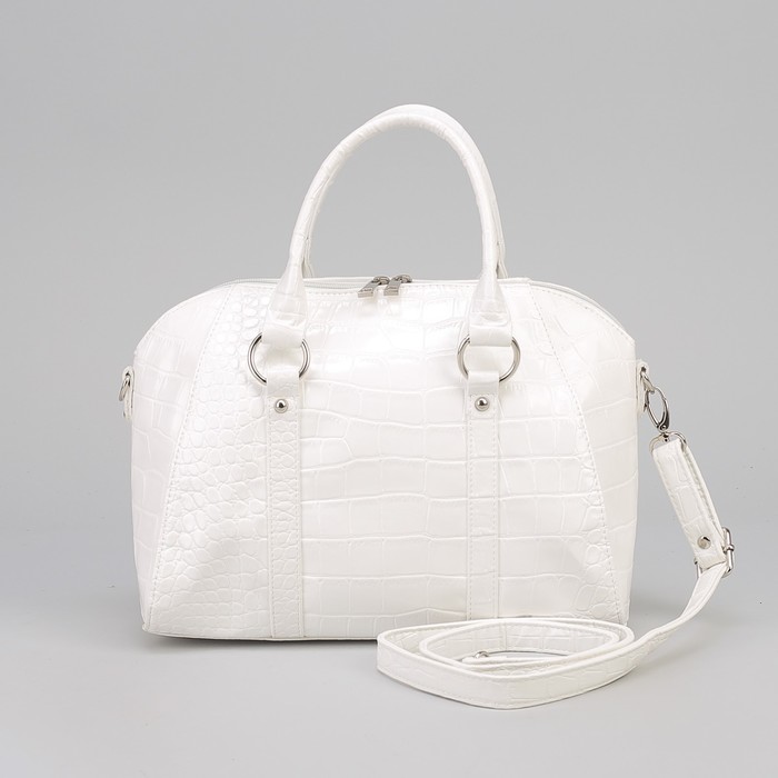 Сумка женская на молнии, 1 отдел, 1 наружный карман, белая