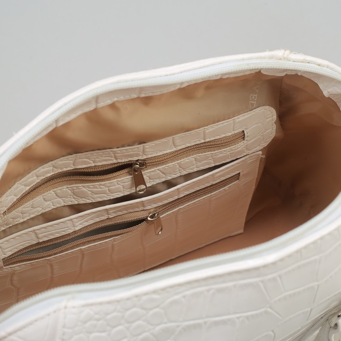 Сумка женская на молнии, 1 отдел, 1 наружный карман, белая