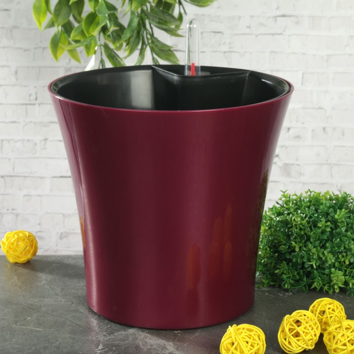 Горшок с автополивом 2,5 л "Комфорт", цвет красный перламутр