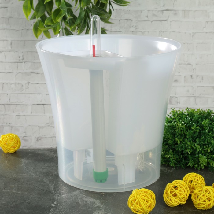 Горшок с автополивом 2,5 л "Комфорт", прозрачный