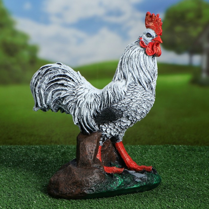 Садовая фигура "Белый петух"