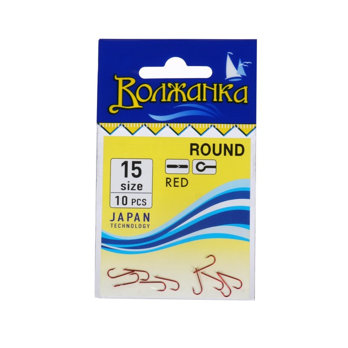 

Крючки "Волжанка", серия Round, цвет красные, № 15, 10 шт.