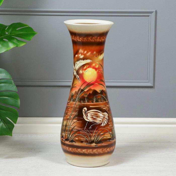 Ваза напольная "Осень" рисованные голуби, микс