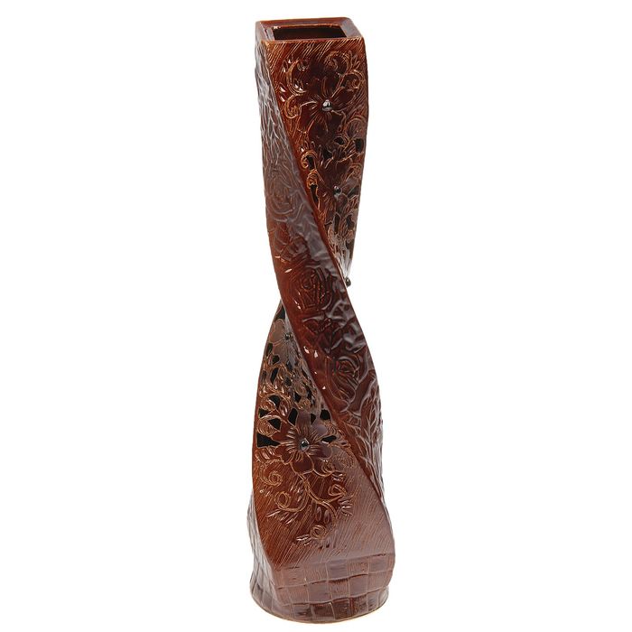 Ваза напольная "Виталина" коричневая, резная