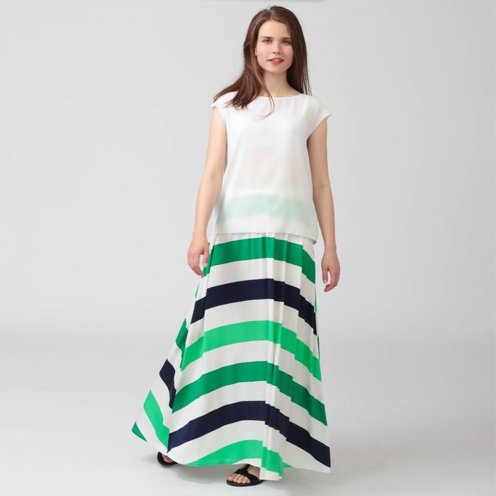 Юбка женская Y0105-0152 new, цвет сине-зеленая полоска, размер 42, рост 170