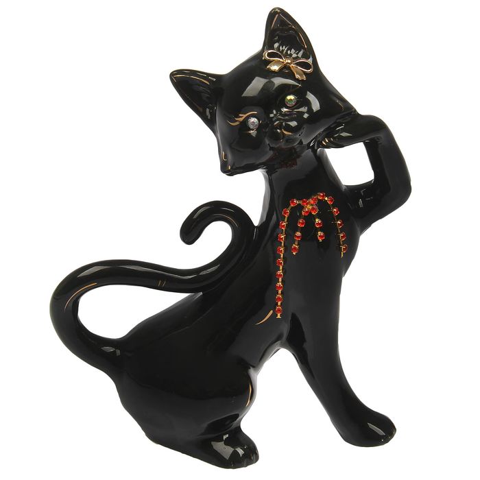 Копилка "Кошка Милена" глазурь, чёрная