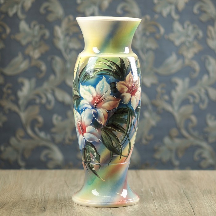 Ваза напольная "Венеция" художественная роспись, цветы, микс
