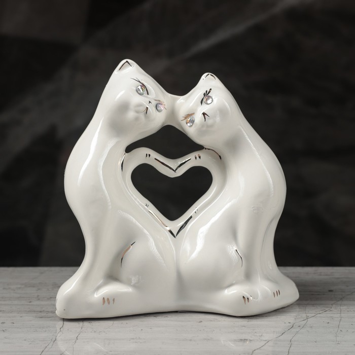 Копилка "Котики с сердцем" мини, глазурь, белая