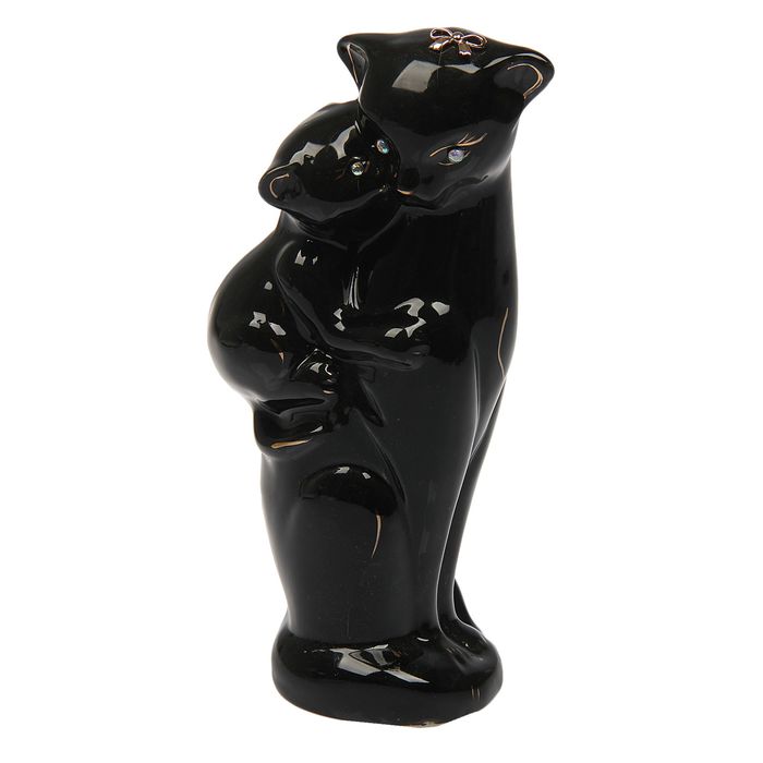 Копилка "Багира-мама" малая, глазурь, чёрная