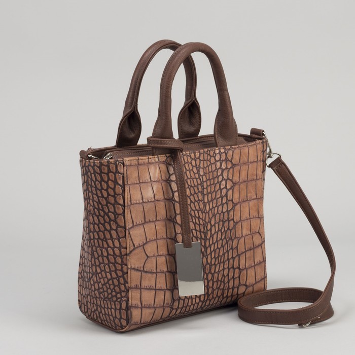 Сумка женская на молнии, 1 отдел, 1 наружный карман, коричневая