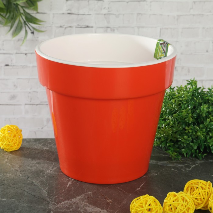 Кашпо 1 л "Порто" со вставкой, цвет оранжевый