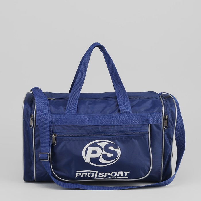 Сумка спортивная на молнии, 1 отдел, серый/синий