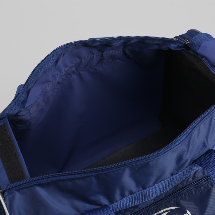 Сумка спортивная на молнии, 1 отдел, серый/синий