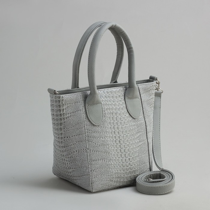 Сумка женская на молнии, 1 отдел, 1 наружный карман, серая