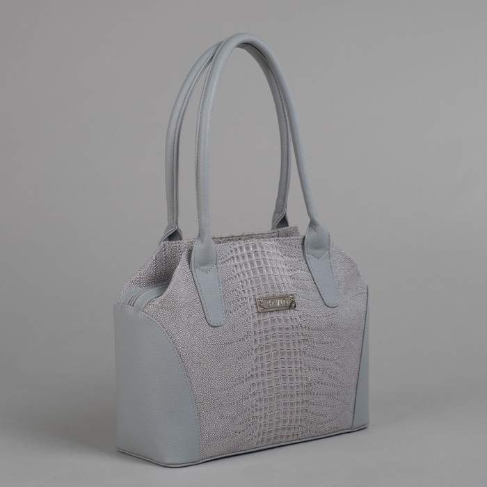 Сумка женская на молнии, 1 отдел, 1 наружный карман, серая