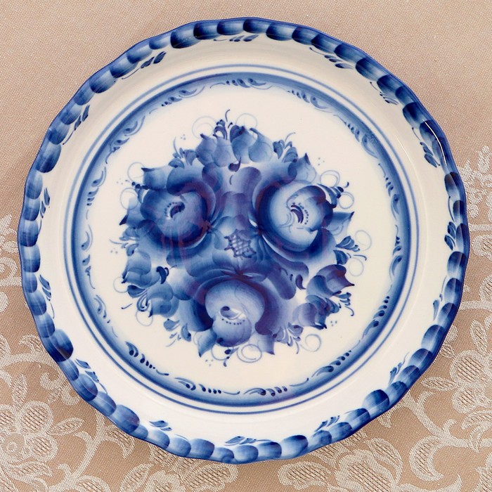 Блюдо «Элегия», гжель, кобальт