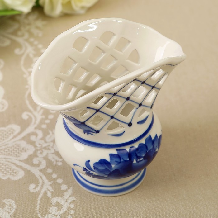 Салфетница «Ажурная», гжель, фарфор, 2 сорт