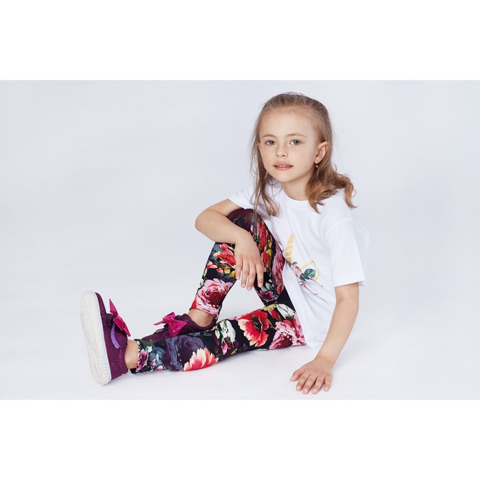Легинсы для девочки "Волшебная радуга", рост 110 см (56), цвет чёрный, принт цветы ДРЛ894820н