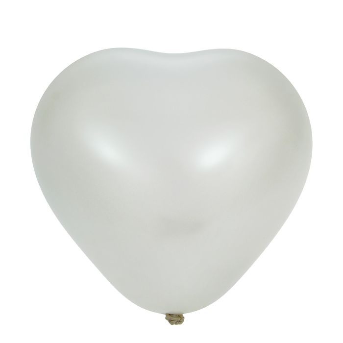 Шар латексный 10" "Сердце", пастель, набор 50 шт., цвет белый