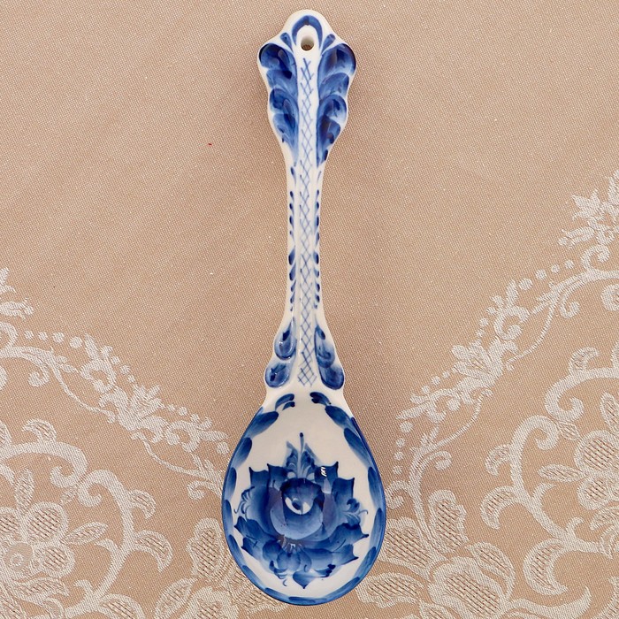 Ложка разливная «Маруся», гжель, кобальт, 2 сорт