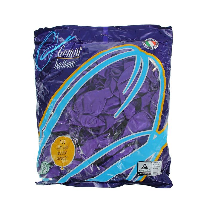 Шар латексный 12", металл, набор 100 шт., цвет фиолетовый