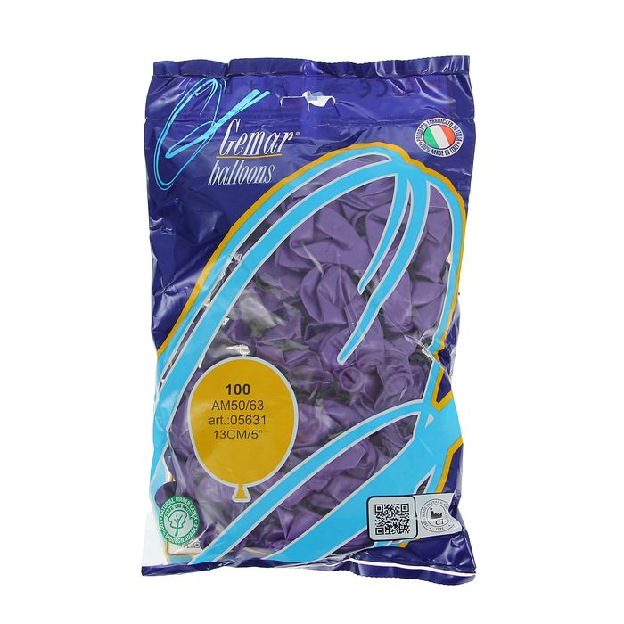 Шар латексный 5", металл, набор 100 шт., цвет сиреневый