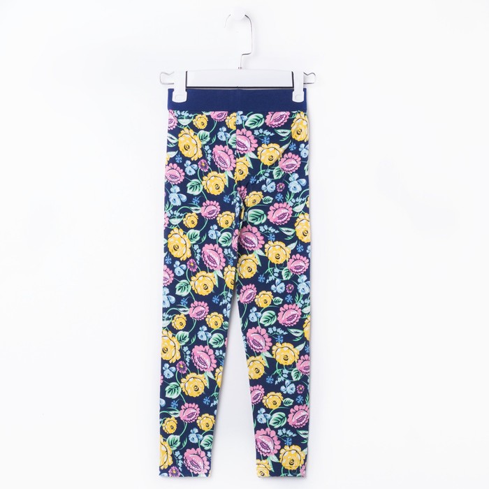 Брюки для девочки, рост 98 см (56), цвет синий, набивка