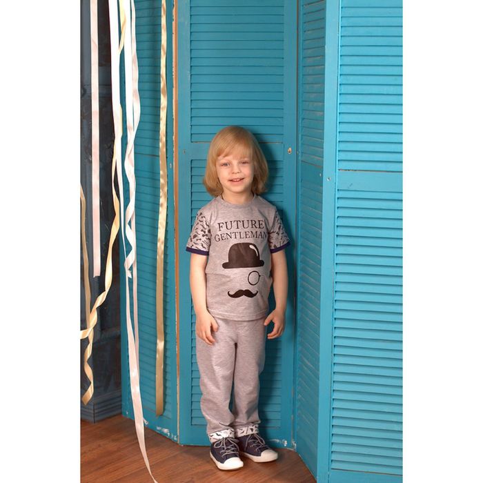 Футболка для мальчика, рост 68 см (44), цвет серый меланж