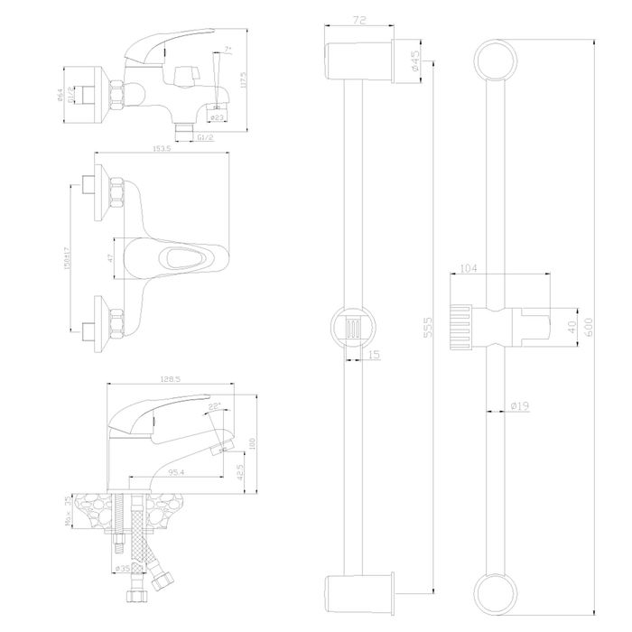 Набор смесителей Rossinka SET35-80 "3 в 1"