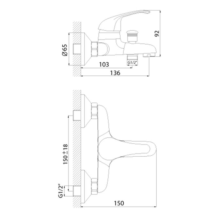 Смеситель для ванны Rossinka A35-31