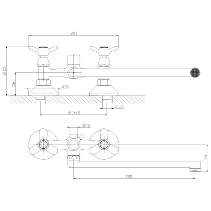 Смеситель для ванны Rossinka Q02-80