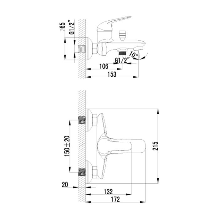Смеситель для ванны Lemark Plus Advance LM1202C